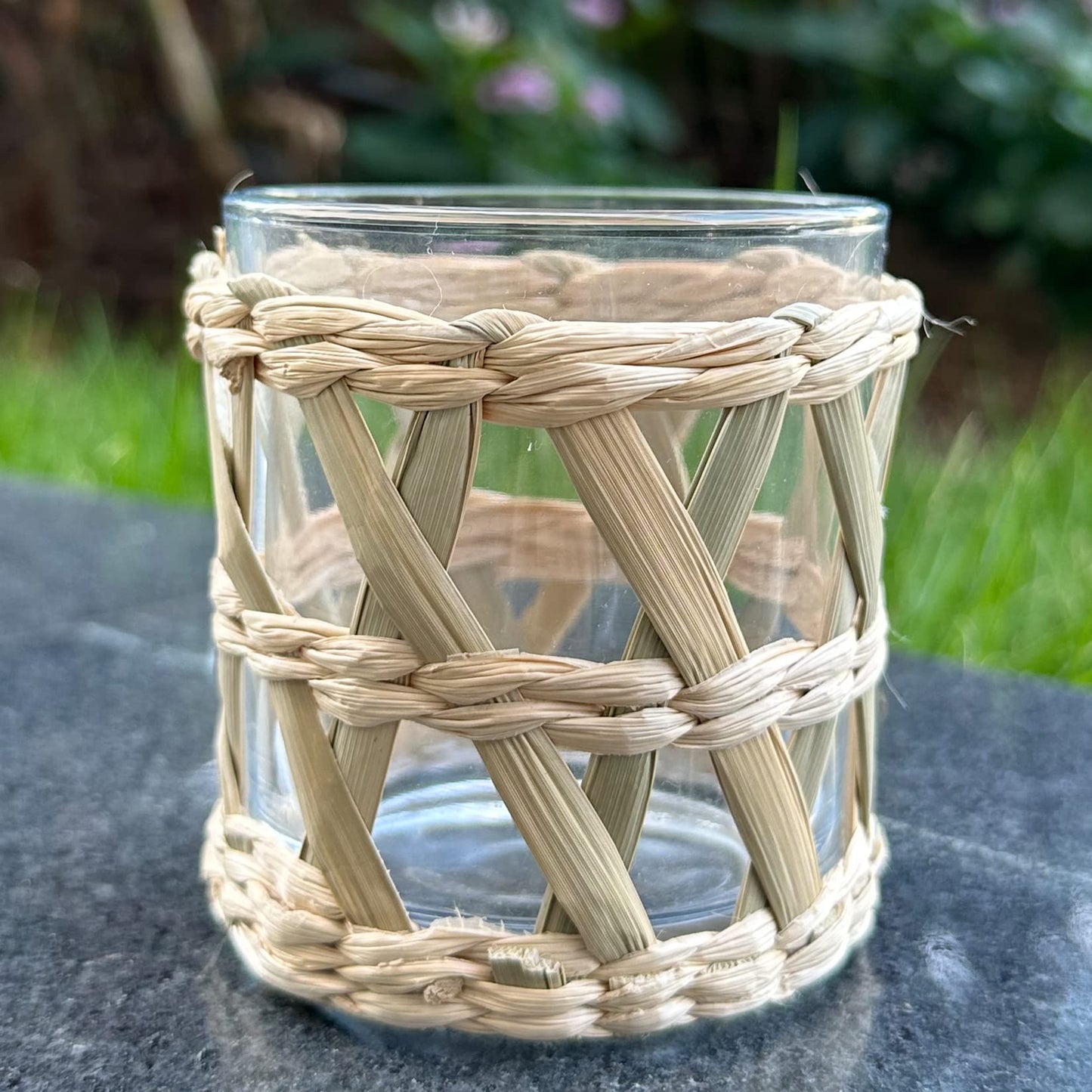 Rattan Woven Tea Light Candle Holder Set of 2 - Natural Seagrass Hand Woven Votive Tealight Candle Holder, Decorative Coastal Boho Beach House Votive Tealight Candle Holder for Dining Table Kitchen