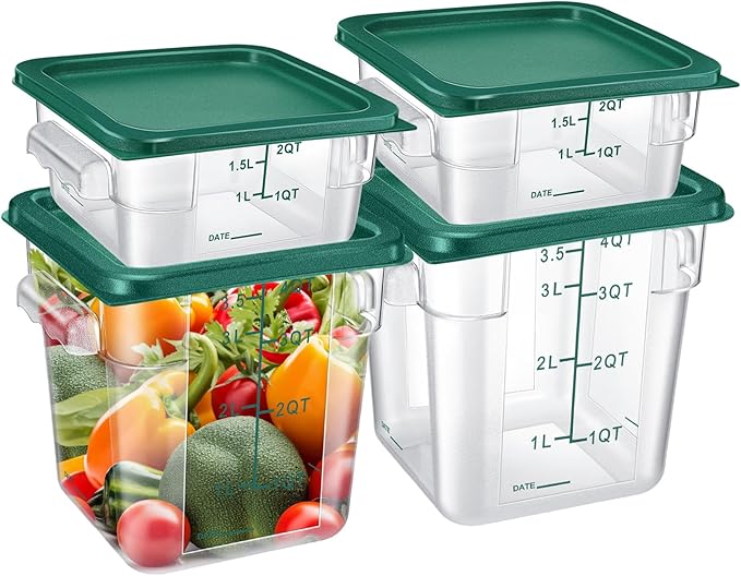 Barydat 4 Pcs Square Food Storage Containers