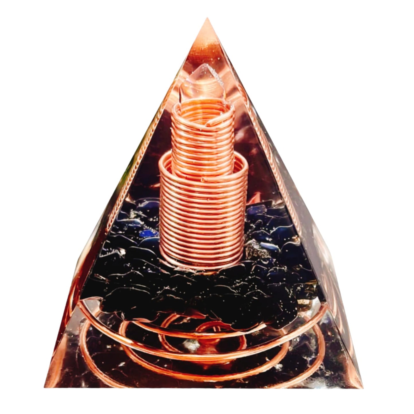 Saefheled Crystal Column Orgone Pyramid,Natural Energy Obsidian&White Quartz Orgonite Crystal Healing Pyramids,for Reduce Stress, Balance Chakra,Meditation Attract Luck,Accumulate Wealth Health(6cm)