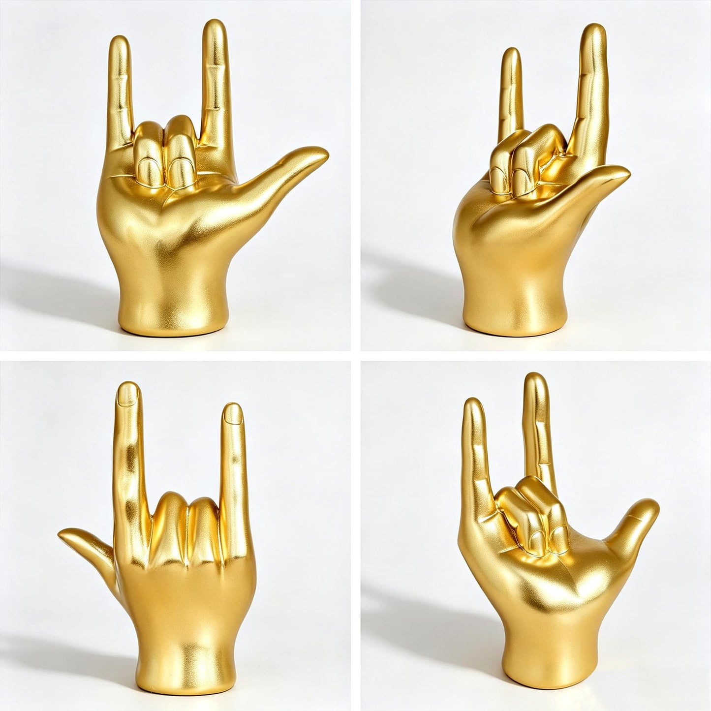 Gold I Love You Hand Sign Gesture Statue Rock and Roll Culture Hands Decor