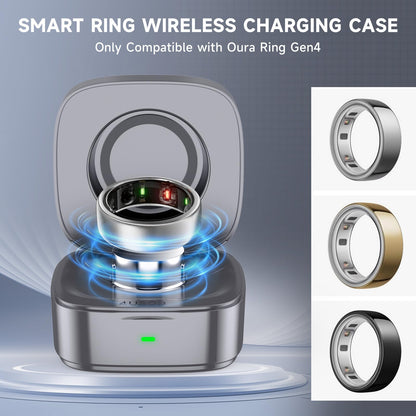 Wireless Charging Case Compatible with Oura Ring Gen 4 Charger Size 8, 600mAh Portable Travel Charging Box with USB-C Cable & Indicator Light, Essential for Smart Oura Ring 4 Users,Grey