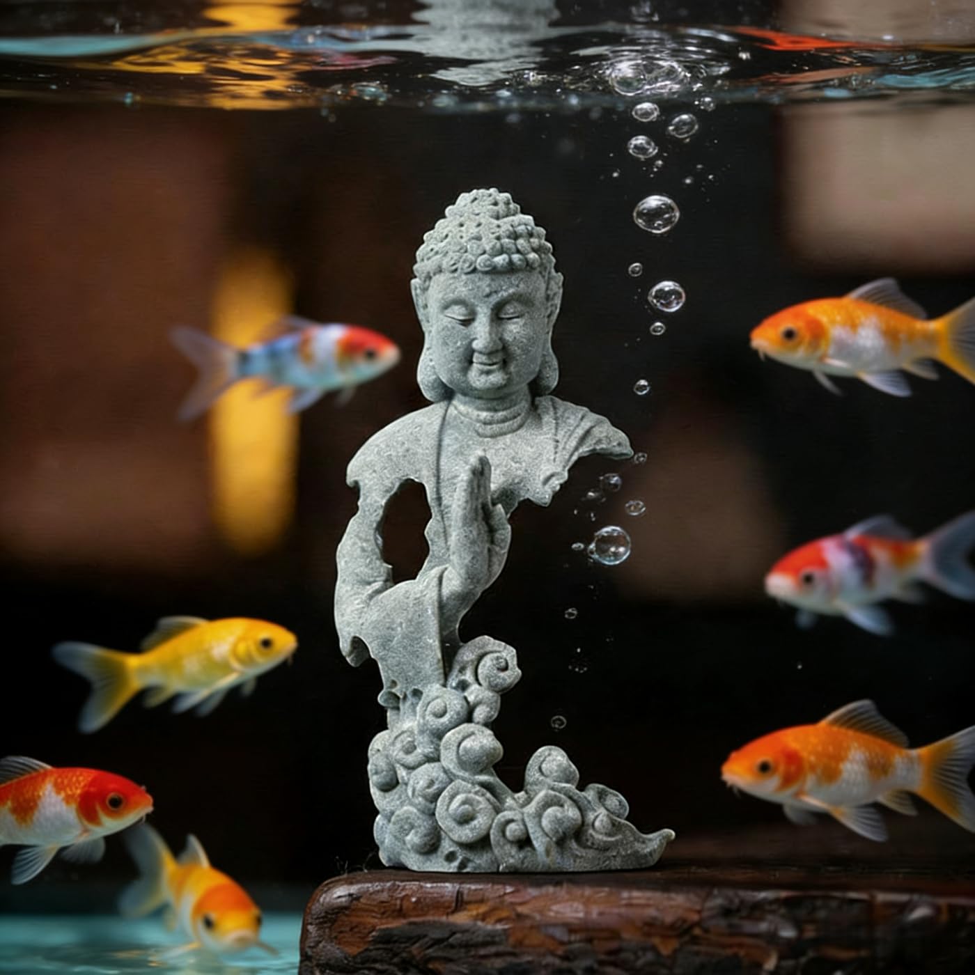 YQLDAHU Meditation Buddha Statue, Sandstone Zen Sculpture for Aquarium Fish Tank, Garden, Home & Office Decor (Indoor/Outdoor) ﻿