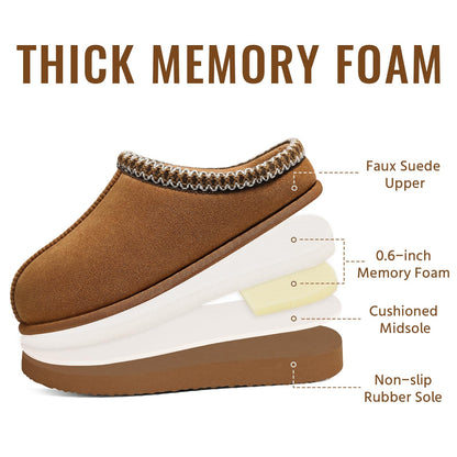 Litfun Memory Foam Slippers for Women Men Cozy Warm House Shoes Indoor and Outdoor, Chestnut 42/43