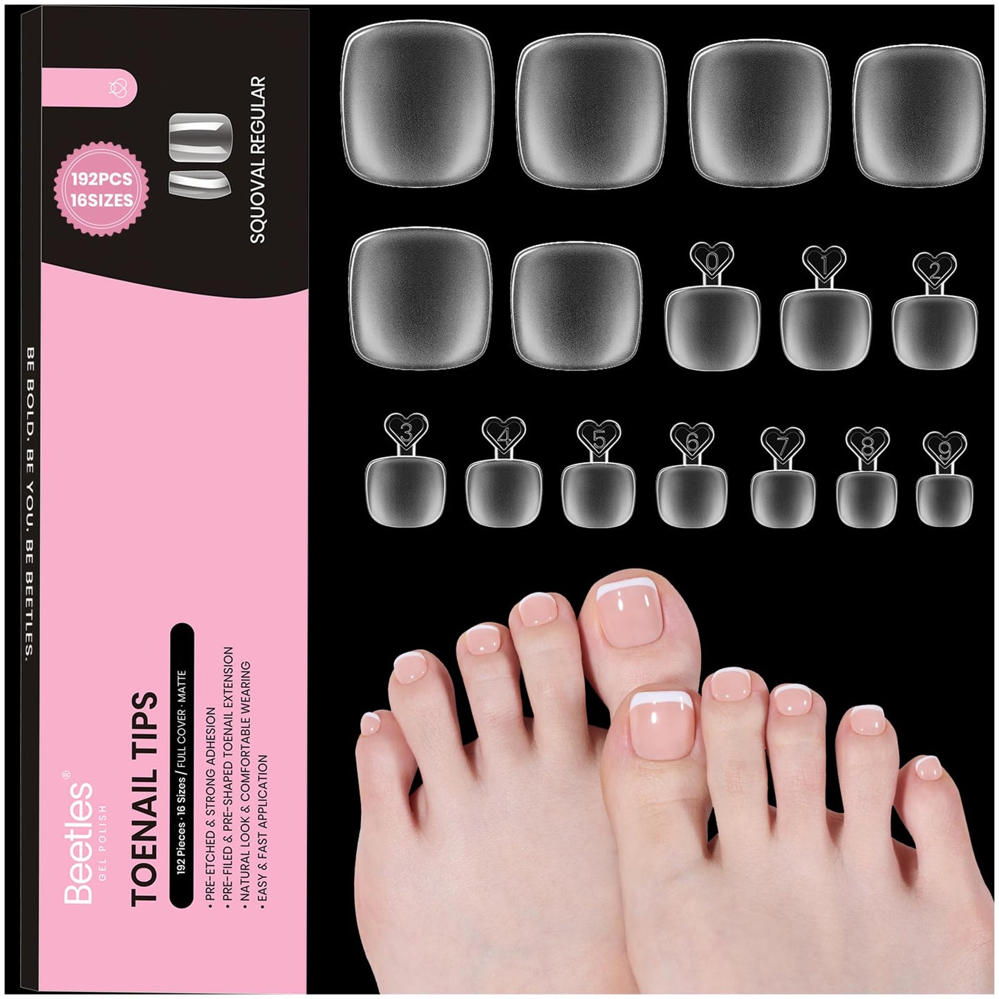 Beetles Gel Nail Kit Short Almond with Nail Dehydrator and Primer, 576Pcs Half Matte Etch-X Gel Nail Tips Solid Nail Glue Mini Nail Lamp Acrylic Nail Tips Easy DIY Nail Extension Set Gift for Women