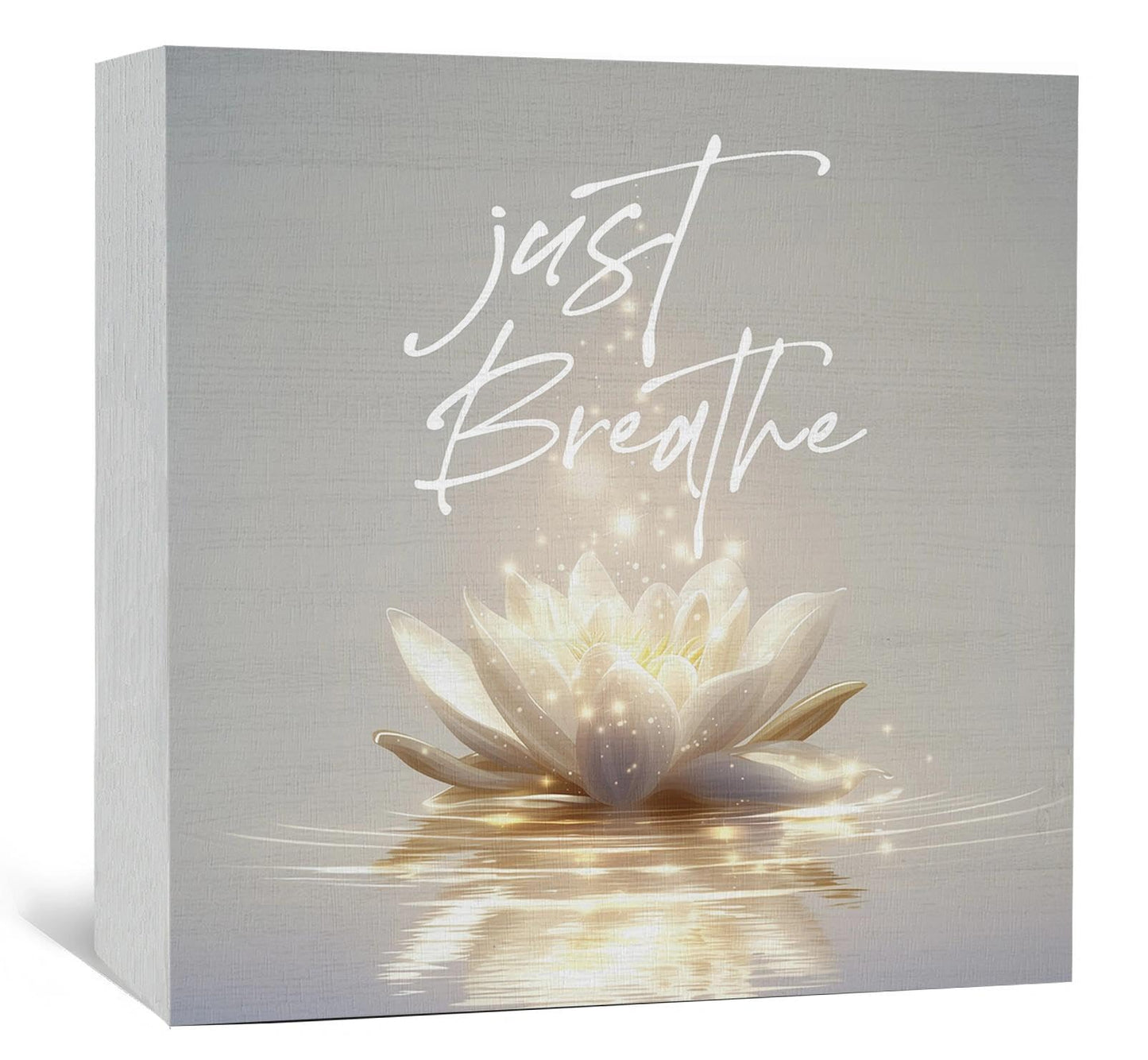 Lotus Flower Meditation Decor Signs, Just Breathe Lily Lotus Flower Room Decorations, Meditation Wood Decoration Home Decor For Zen Yoga Room Bedroom Desk Table Shelf 8x8 Inch Decorative Signs & Plaques