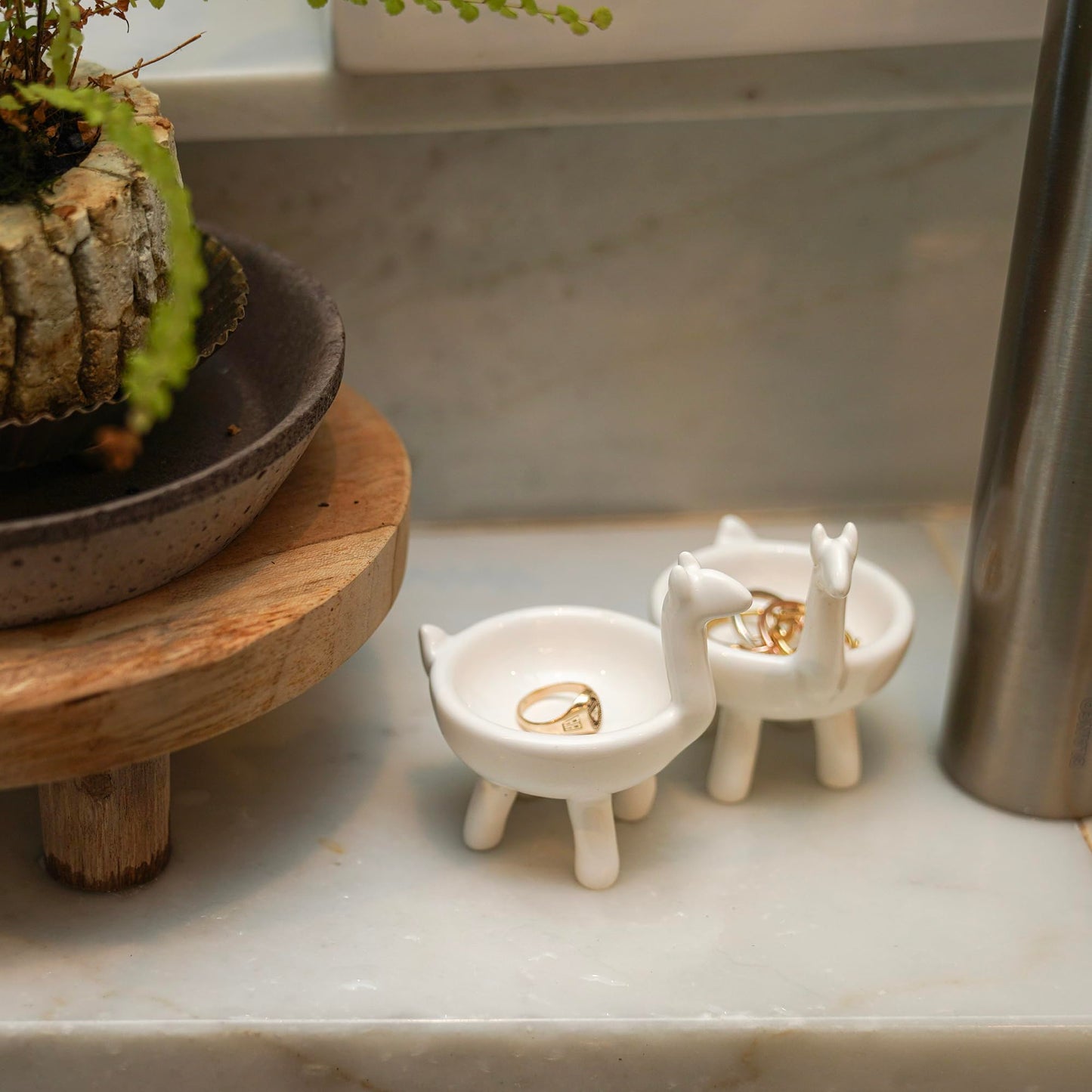 Fox Run Ceramic Llama Pinch Bowls, Set of 2 White Spice, Sauce, and Condiment Bowls, 2.36" x 3.15"