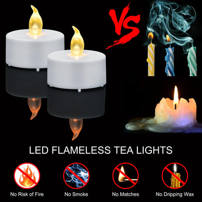 Hanzim Tea Light Candles with Remote Control,Flickering Flameless LED Candle,Long Lasting 400+Hours,Battery Operated with Timer for Home Decoration Seasonal &Festival Celebration WarmYellow (24pcs)