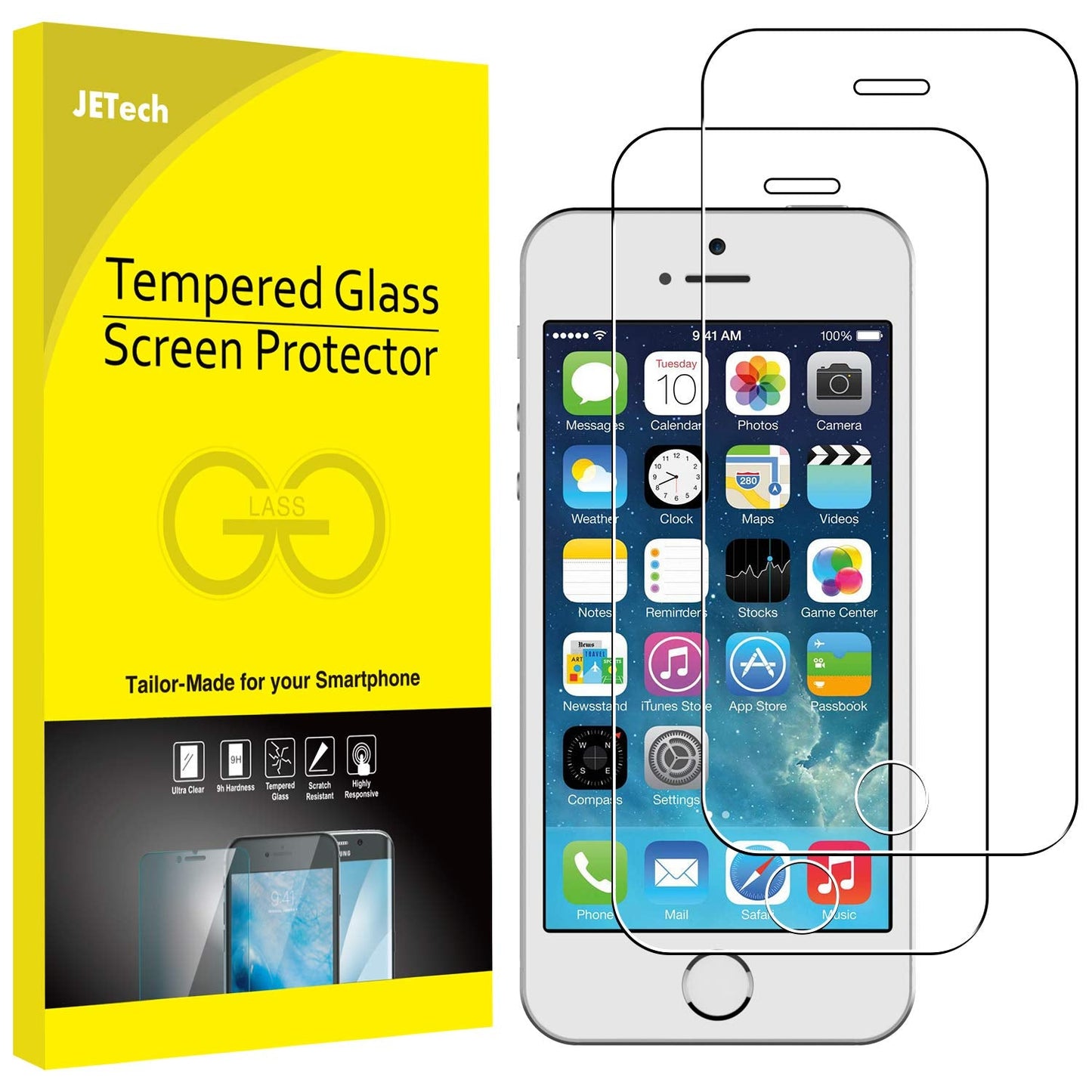 JETech Screen Protector for iPhone 7/8, 4.7-Inch, Tempered Glass Film, 2-Pack