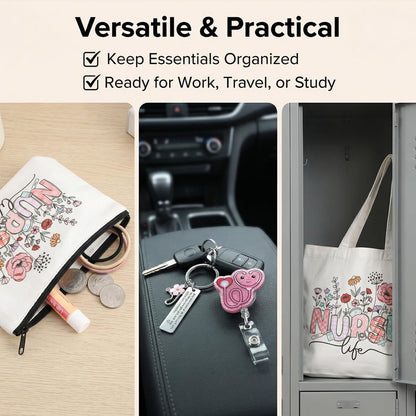 BESARME Nurse Gifts Set for Women, Nurse Essentials Graduation Gifts with Canvas Tote Bag, Keychain, Badge Reel Clips, Pens, Pouch, Greeting Card - Nurse Appreciation Gift