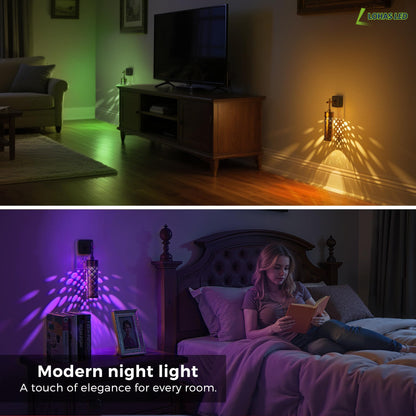 L LOHAS LED Night Lights Plug Into Wall, 2 Pack Plug in Night Light LED with Dusk to Dawn Sensor, 0-100LM Dimmable Nightlight, Wall Sconce-Style Design Nightlights for Bathroom, Hallway,Stairway,Gift