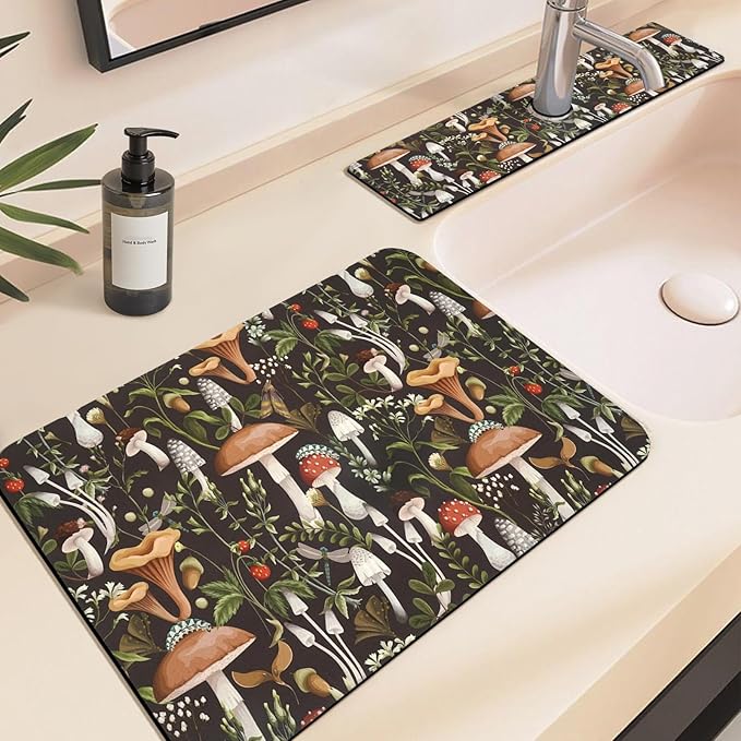 19.5" x 12" Dish Drying Mat & 24" x 5.5" Sink Splash Guard, Super Absorbent