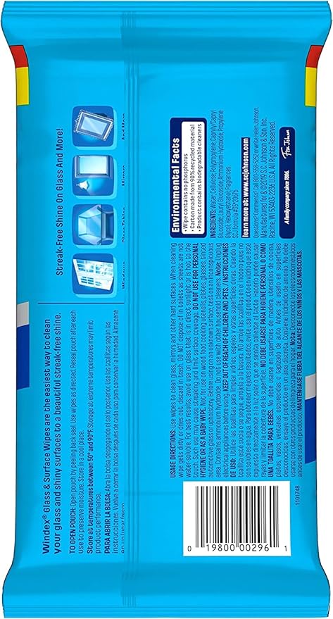 Windex Glass Cleaning Wipes, Pre-Moistened Glass and Surface Wipes to Clean