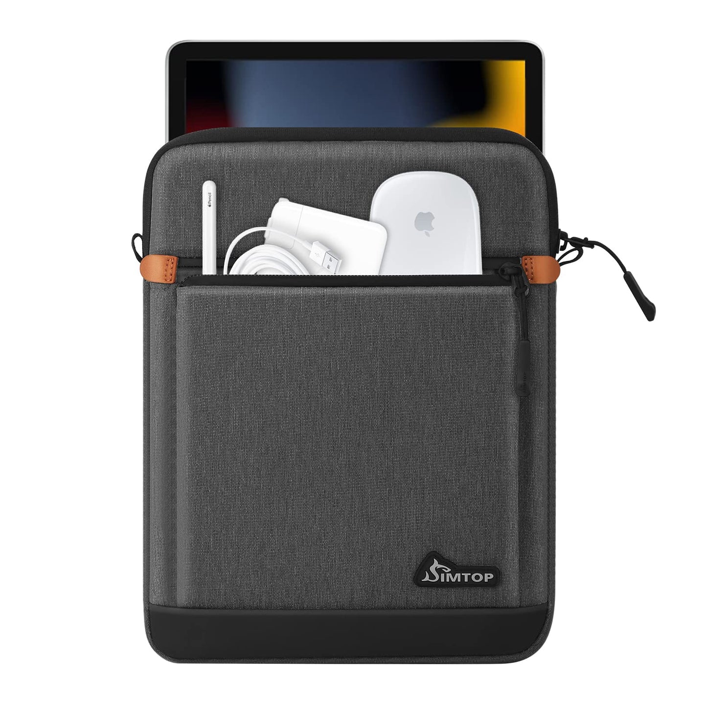 SIMTOP Tablet Sleeve Bag 12.9 Inch, iPad Pro (2018-2023),ipad carrying case with Shoulder Strap, ipad accessories Briefcase messenger bags Waterproof Microsoft Surface Go,Dark Grey