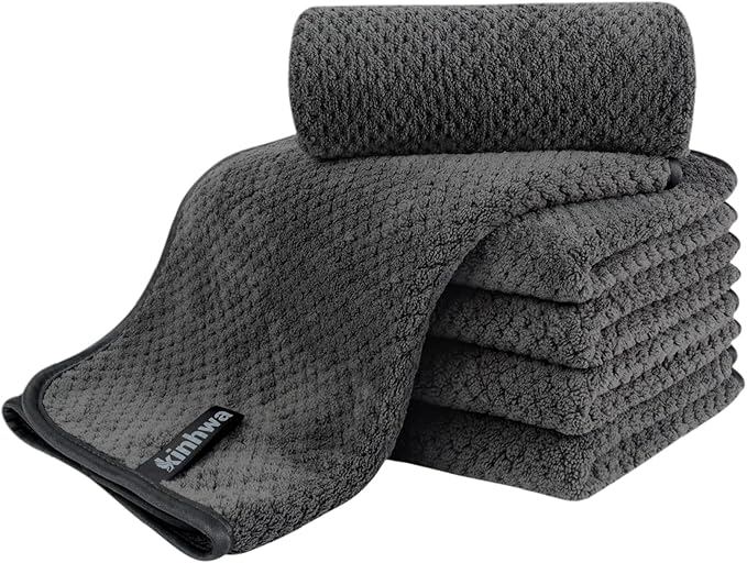 KinHwa Microfiber Hand Towels for Bathroom Soft and Absorbent Face Towels Grey
