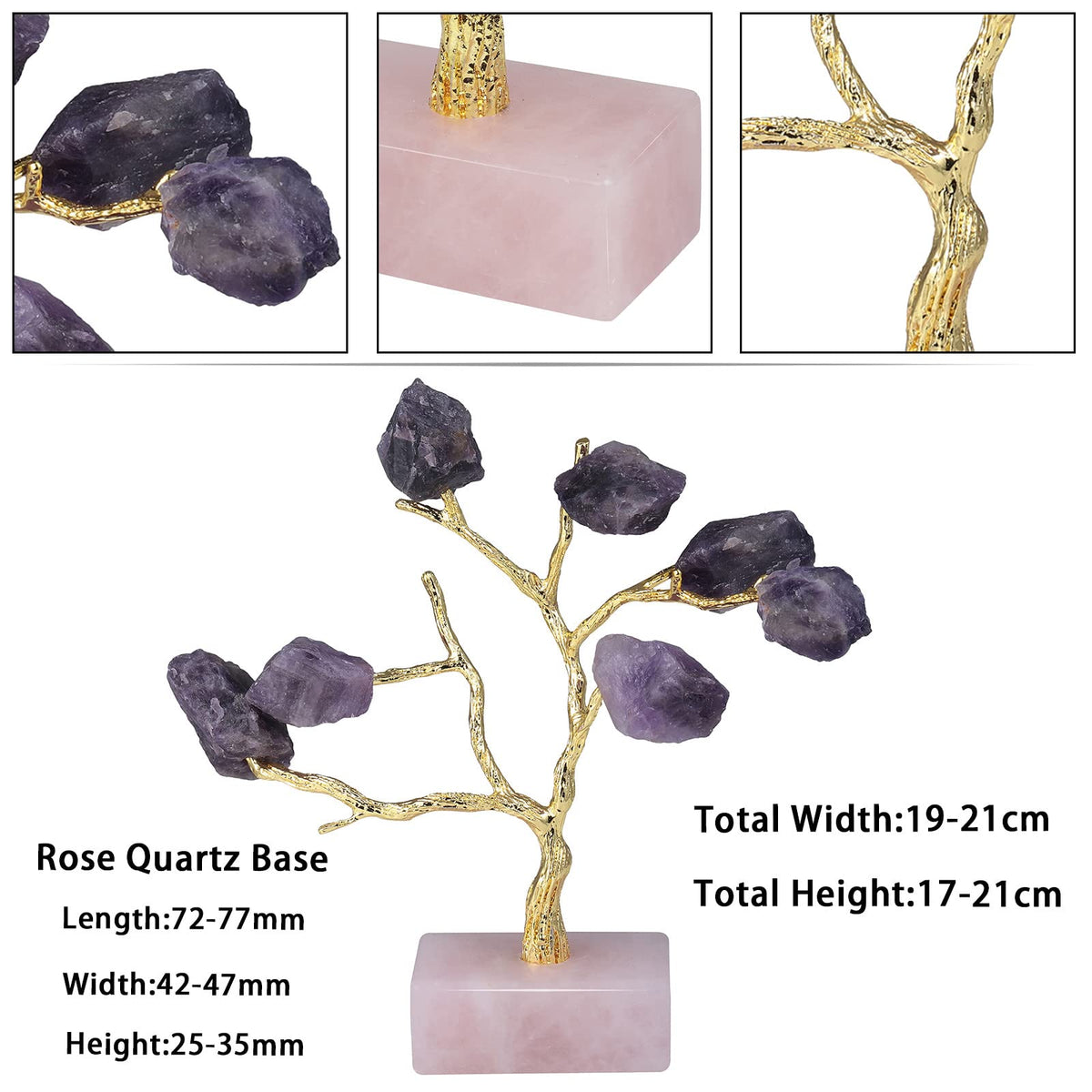 Rockcloud Healing Amethyst Crystal Money Tree Feng Shui Bonsai Tree for Home Decoration Jewelry Holder