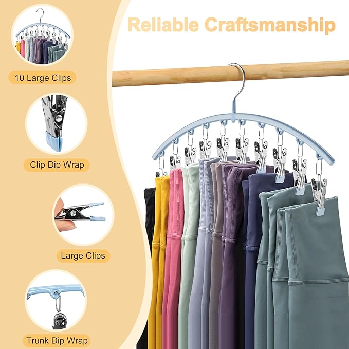 Legging Organizer for Closet, Metal Yoga Pants Hanger w/Rubber Coated 1 Pack