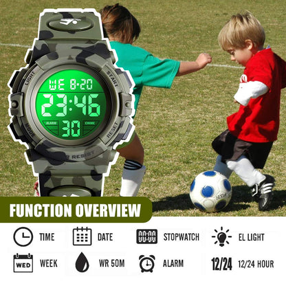 Digital Watch for Boys Girls, Waterproof Sport Kids Watches with Alarm/Stopwatch/12-24H, Childrens Electronic LED Wrist Watch for Junior Teenagers Boy - Camouflage