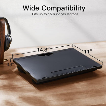 Adjustable Laptop Desk with 8 Angles - Cushioned Lap Desk for 15.6 Inch Laptops, Portable with Handle for Home & Office