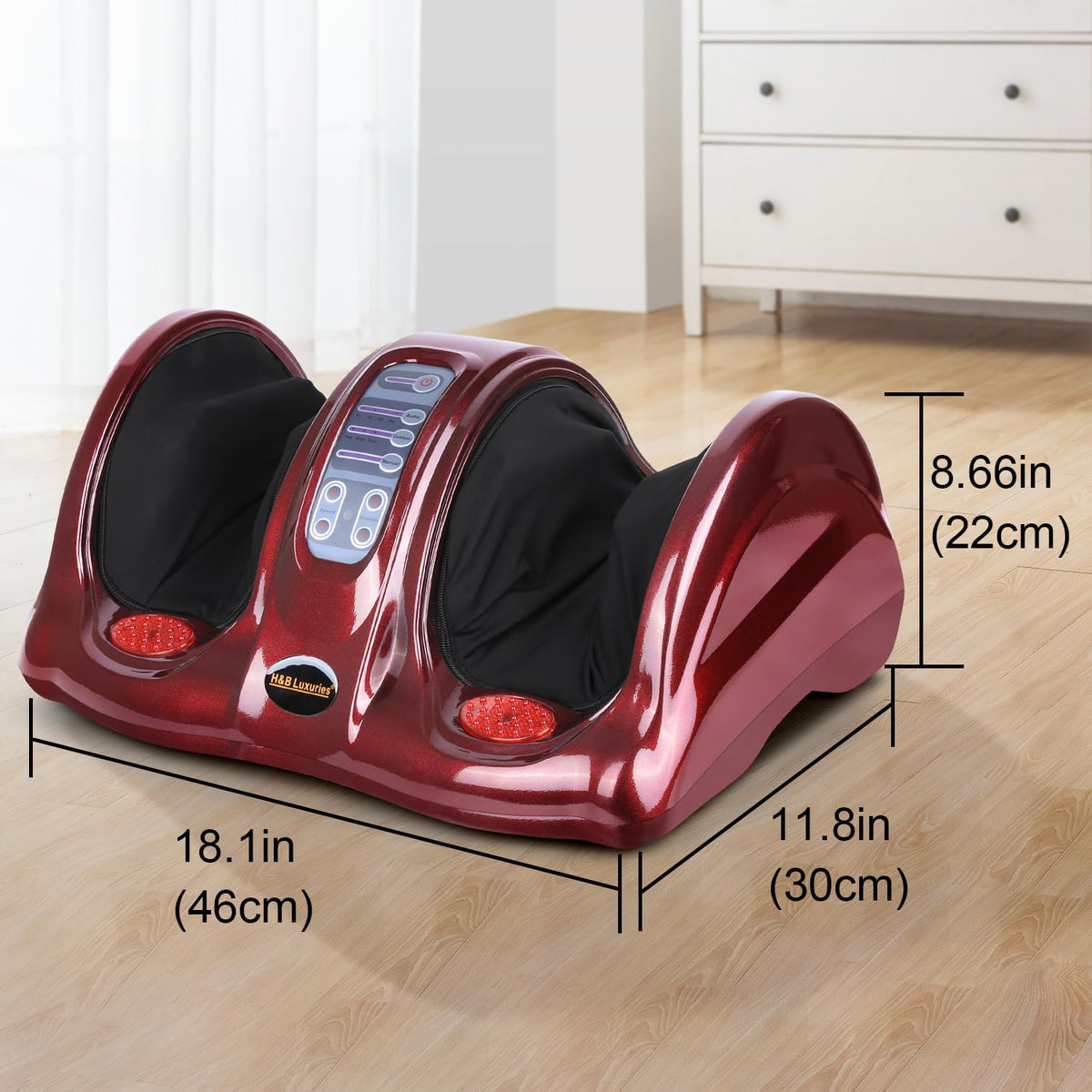 H&B Luxuries Shiatsu Foot Massager Machine with Remote Controller, Kneading and Rolling Home Massagers for Feet, Ankle, Calf, Leg, Gift for Men, Women, Father, Mom Parents and The Elderly, Red
