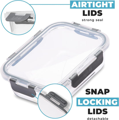 Igluu Meal Prep Glass Containers with Lids (10 Pack) – Airtight & BPA-Free – Oven, Microwave, Freezer & Dishwasher Safe – 12.5oz/35.5oz – Durable Borosilicate Glass
