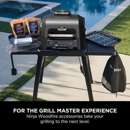 Ninja Woodfire XL Grill Cover, Anti-Fade Weather Resistant BBQ Cover with Drawstring, Official Accessory, Compatible with Ninja Woodfire XL BBQ Grill OG850 / OG901, Black, XSKOGXLCVREU