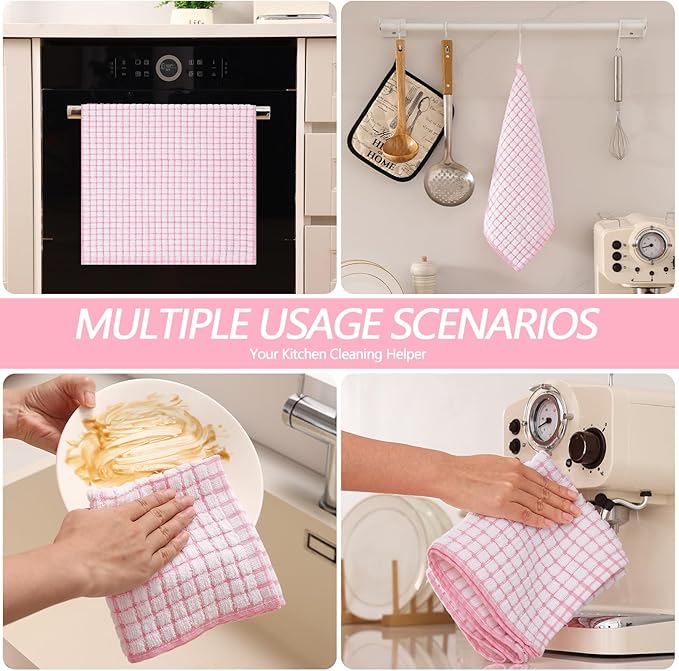 Homaxy Kitchen Towels and Dishcloths Set, 16 x 25 and 12 x 12 Inches, Super