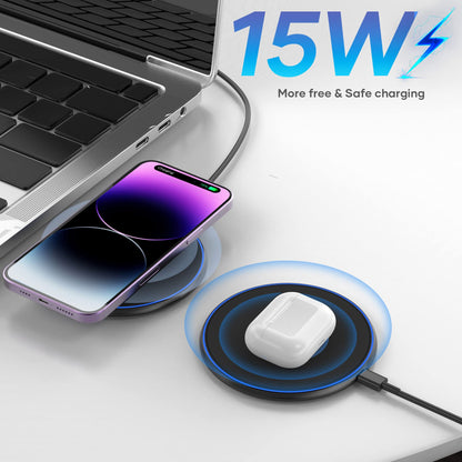 Wireless Charger, Wireless Charging Pad Compatible with iPhone 16 15 14 13 12 11 Pro Max, 15W Max Fast Wireless Charging Pad Mat for Samsung Galaxy S23/S22/S21/S20/S10, AirPods Pro/3/2, 2 Pack