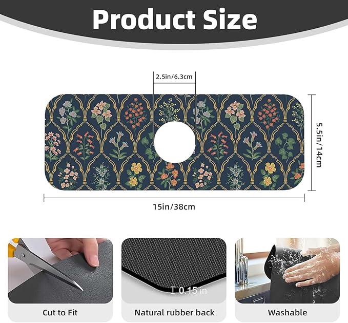 2Pcs Dish Drying Mats Faucet Mats Sets Large Size Coffee Mats Sink Faucet Mat