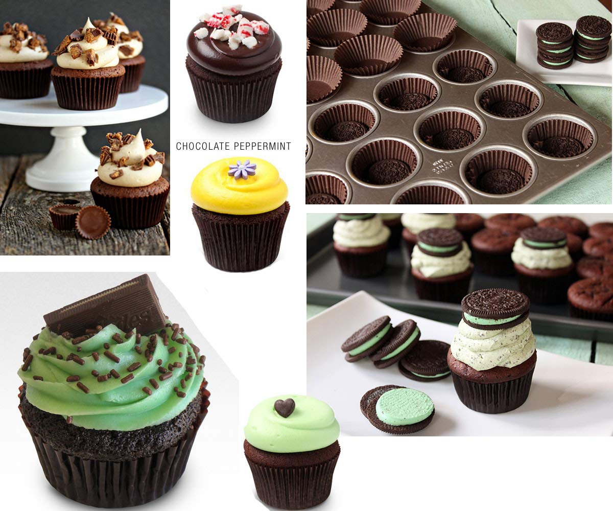 Gifbera 400-Count Brown Standard Cupcake Liners Swedish Paper Coffee Baking Cups for Halloween Christmas, Coffee Color