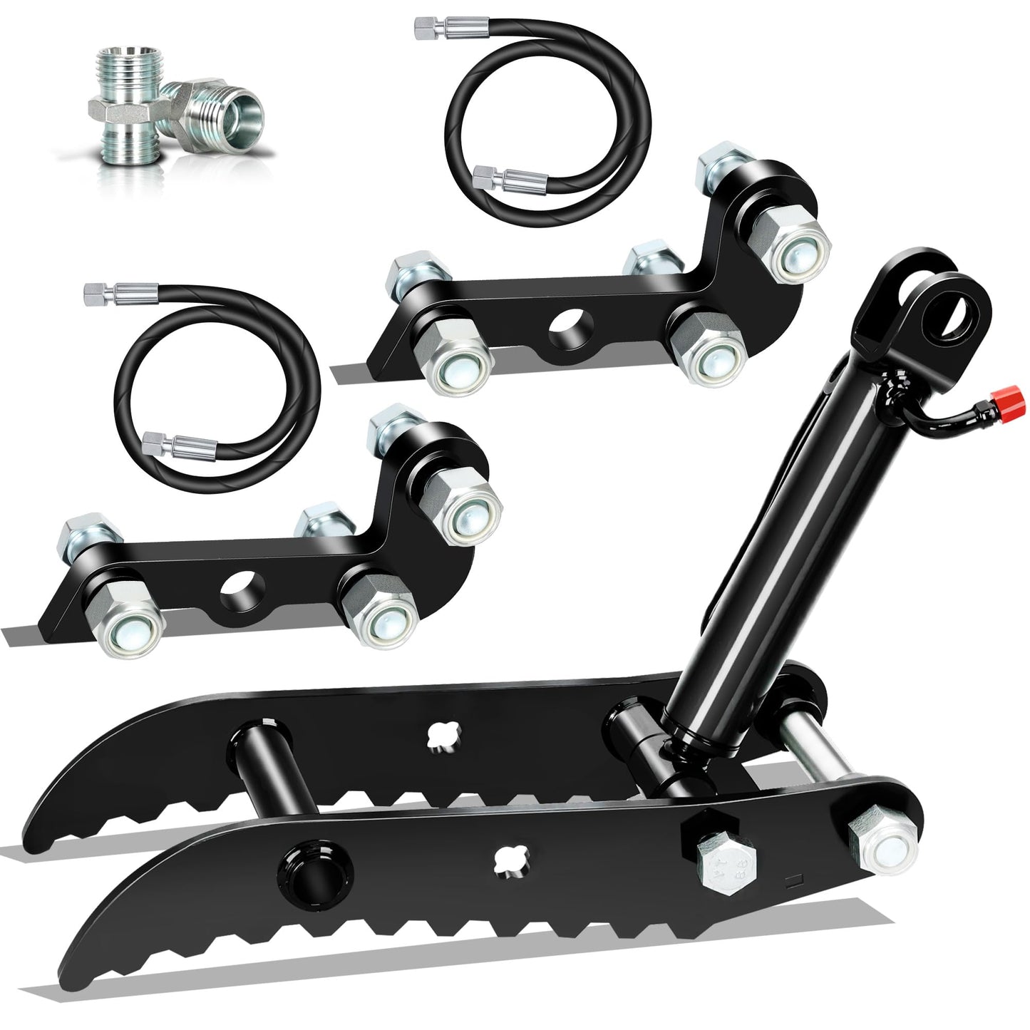 Mini Excavator Hydraulic Thumb with 2 Heavy-Duty Steel L-Shaped Bracket,Compatible with Typhon&Agt Mini Excavators under 3 Tons,L-Shaped Bracket Hydraulic Thumb Clip for Classic&Chinese Mini Excavator