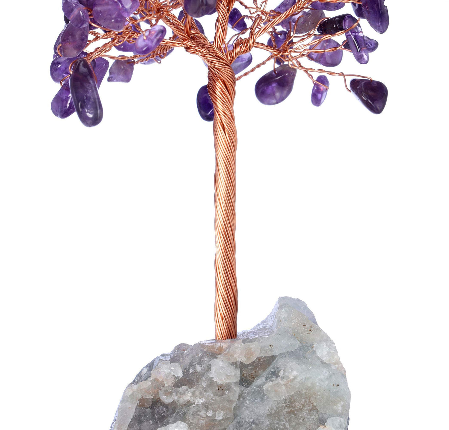 Jovivi Natural Amethyst Crystal Tree, Raw Healing Crystals Fluorite Base Bonsai Money Tree for Home Office Table Decor Wealth and Luck