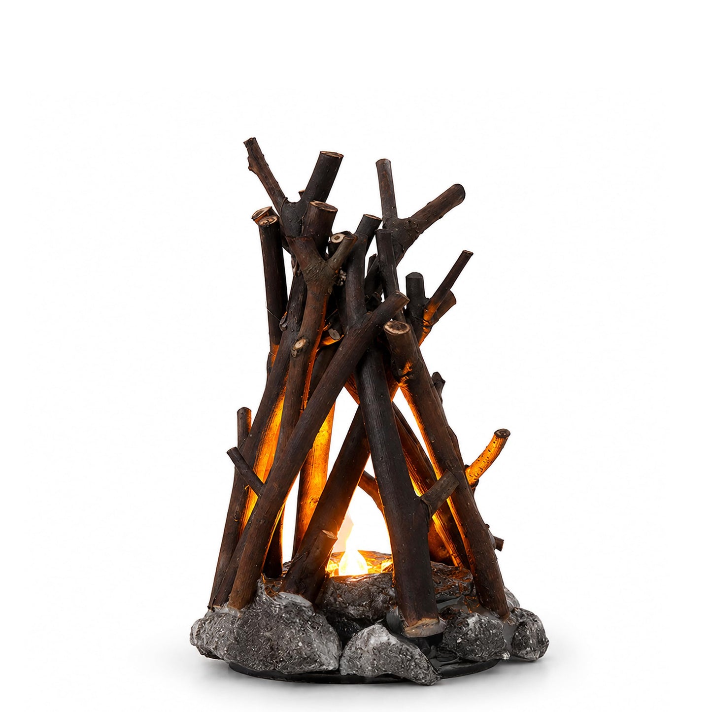 Lubocrat Rustic Farmhouse Campfire Table Lamp, Flame Crackling Night Light