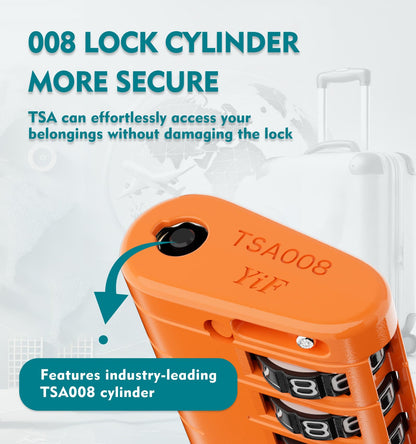 ANVIL 4 Digit Luggage Locks, TSA Locks for Luggage, Advanced TSA008 core, Alert Indicator for Your Travel Lock, Suitcase Lock. (2, Orange)
