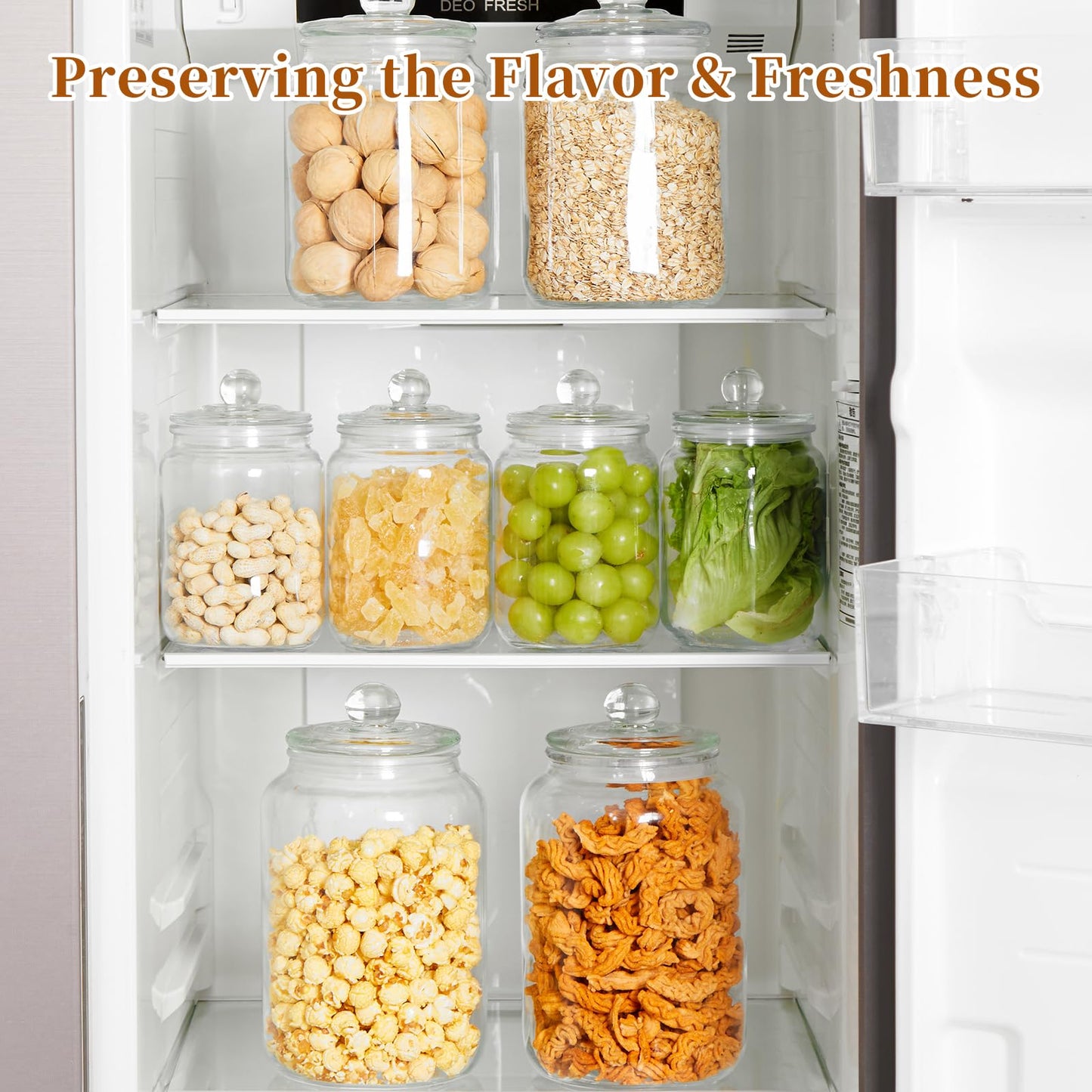 MRZIKPO Glass Jars with Airtight Lid Set of 4, Food Jars 34 oz, Pickle Jars, Canning Jars, Glass Containers, Suitable for Kitchen, Pickles, Flour, Grains, Pasta, Sugar, Herbs, Coffee