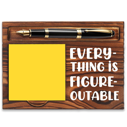 FOUGSTA Funny Office Gifts for Coworker, Gag Office Gifts for Coworker, Funny Desk Decor Gift for Coworker,Wooden Notepad Pen Holder With Funny Quotes,16.5 x 12 x 1.5 cm,XXN11