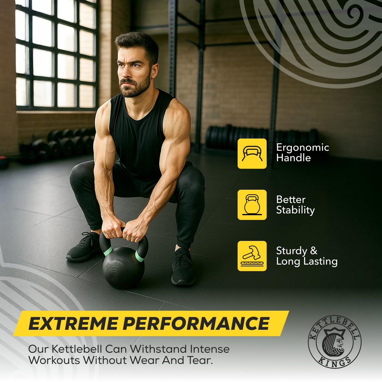 Kettlebell Kings Powder Coated Kettlebell Weights 5-90 LB | Workout Gym Equipment & Strength training sets for Women & Men | Durable Coating for Grip Strength, Rust Prevention