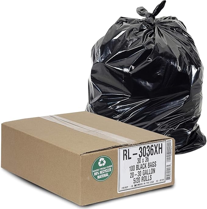 Aluf Plastics - RL-3036XH 20-30 Gallon Trash Can Liners - 30" x 36" - Thick 1.5