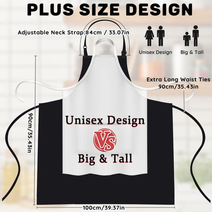 FunChaos 2 Pcs Plus Size Chef Apron, Black Apron, Unisex Aprons with 2 Pockets for Cooking, Grilling, BBQ, Work, Professional Aprons for Waiter Artist Hairdresser (Large Size)