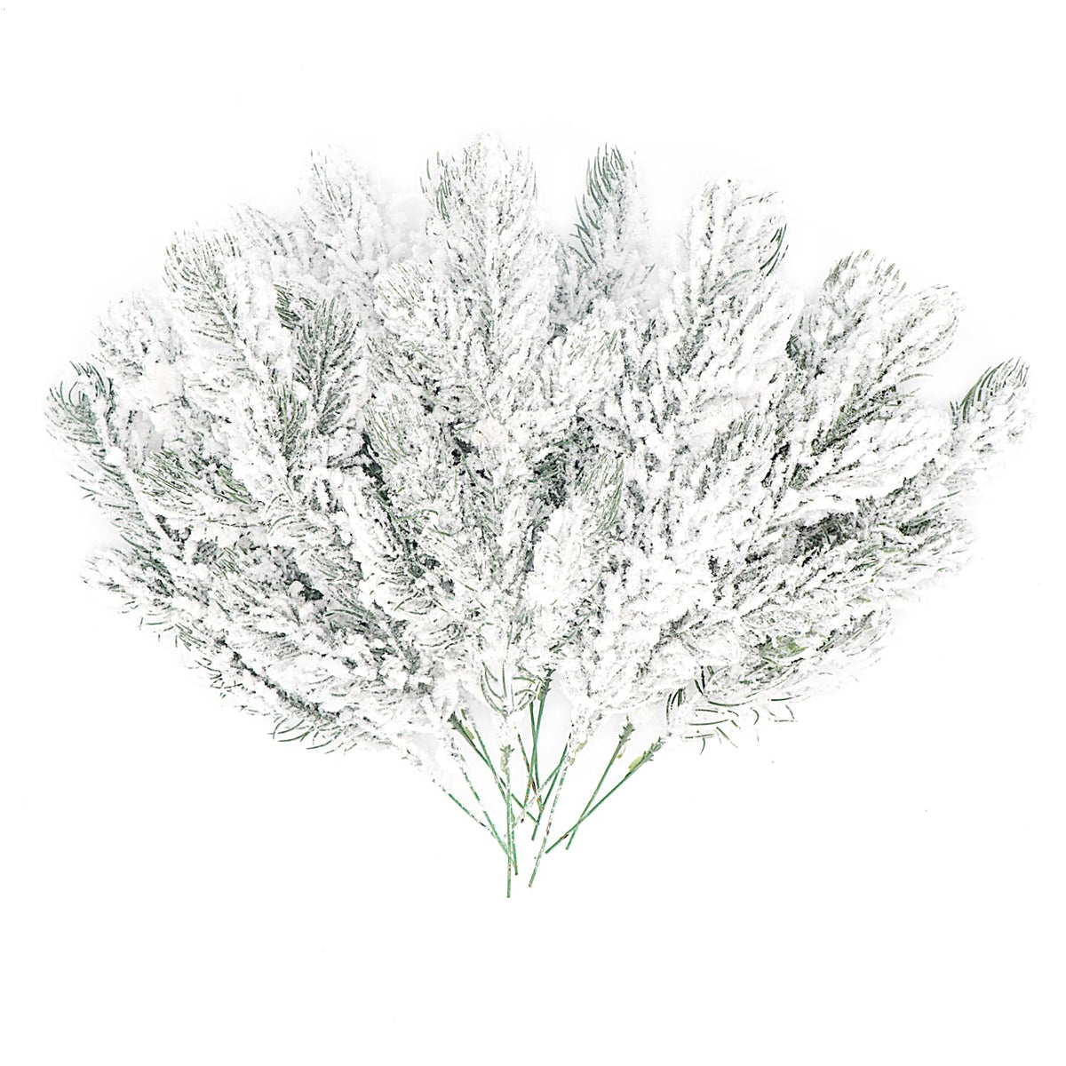 12Pcs Snowy Artificial Pine Needles - Branches Twigs 10.6" Frosted Pine Picks Greenery Stems for Crafts, Wreaths, Garlands - Holiday Decor