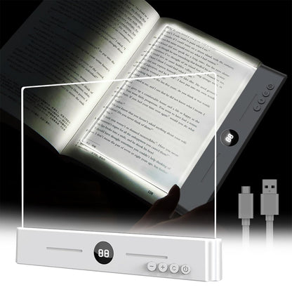 ECHBX Smart Flat Book Light, Rechargeable Clear LED Reading Light with 3 Colors & Timer, Dimmable Full Page Panel Plate Lamp, Kids Eye Protection for Night Reading in Bed
