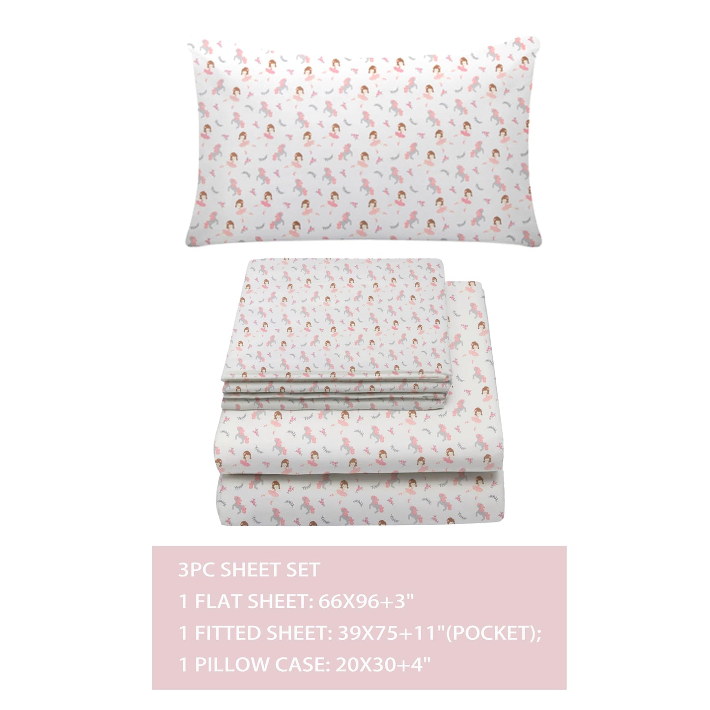 LITTLE CELEBRITY Twin Sheets Set Kids Boys/Girls, Bed Sheets Kids, Cute Bed Sheet, Includes Flat, Fitted and Pillowcase, 3 Piece