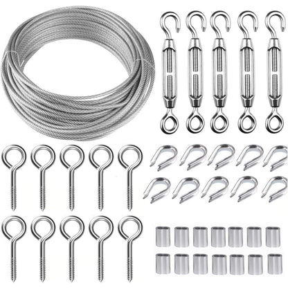 TooTaci 30M Garden Wire for Climbing Plants, 2mm PVC Coated Stainless Steel Cable with M5 Turnbuckles, Fence Wire, Vine Eyes for Climbing Plants, Perfect for Trellis, Outdoor String Light Hanging