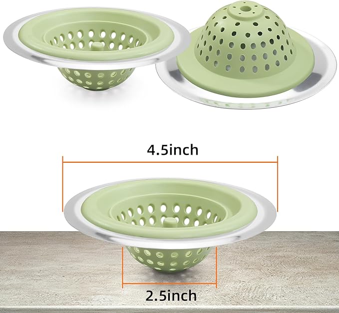 2 PCS Kitchen Stainless Silicone Sink Strainer, 4.5 inch Diameter…