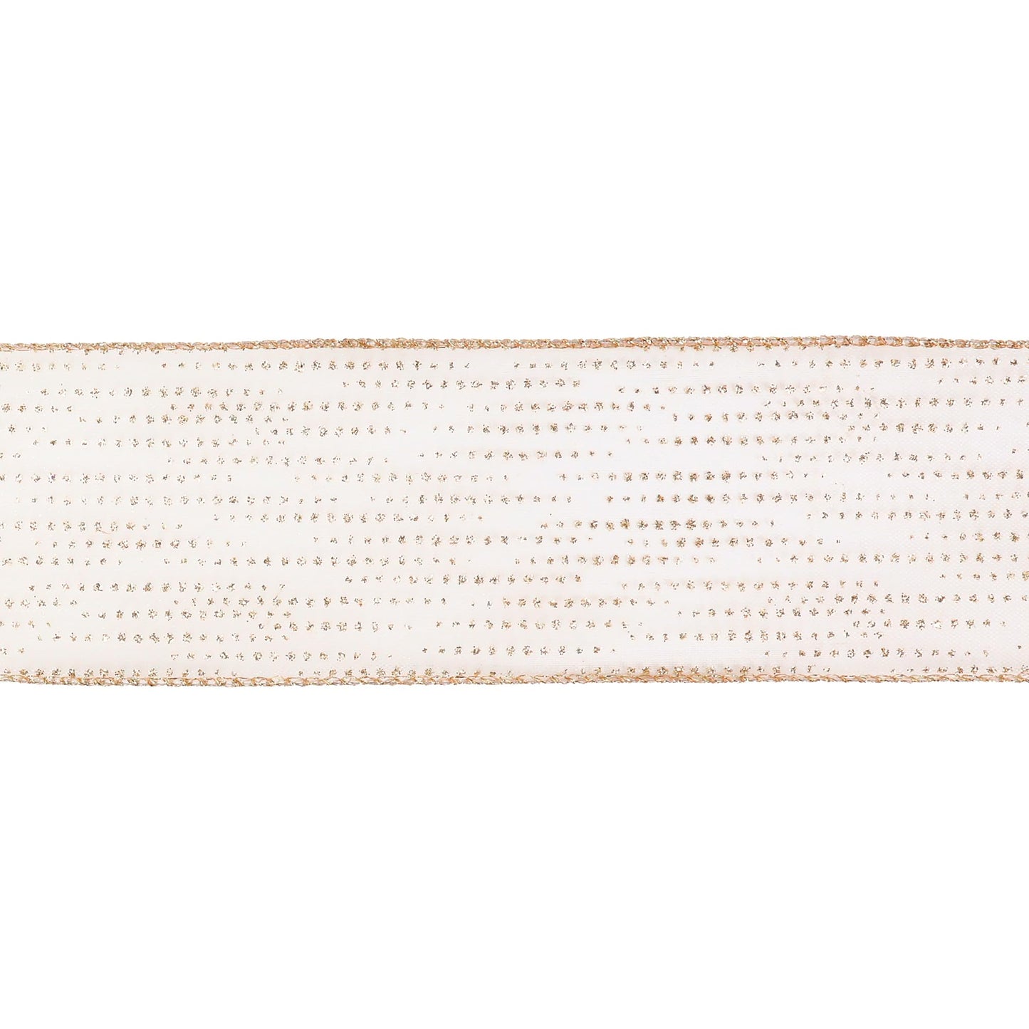 MEEDEE Rose Gold Sheer Glitter Wired Ribbon 2.5 Inch Horizontal Stripes Polka Dot Christmas Ribbon Organza Sheer Glitter 25 Yards for Christmas Tree, Wreath, Bow Making