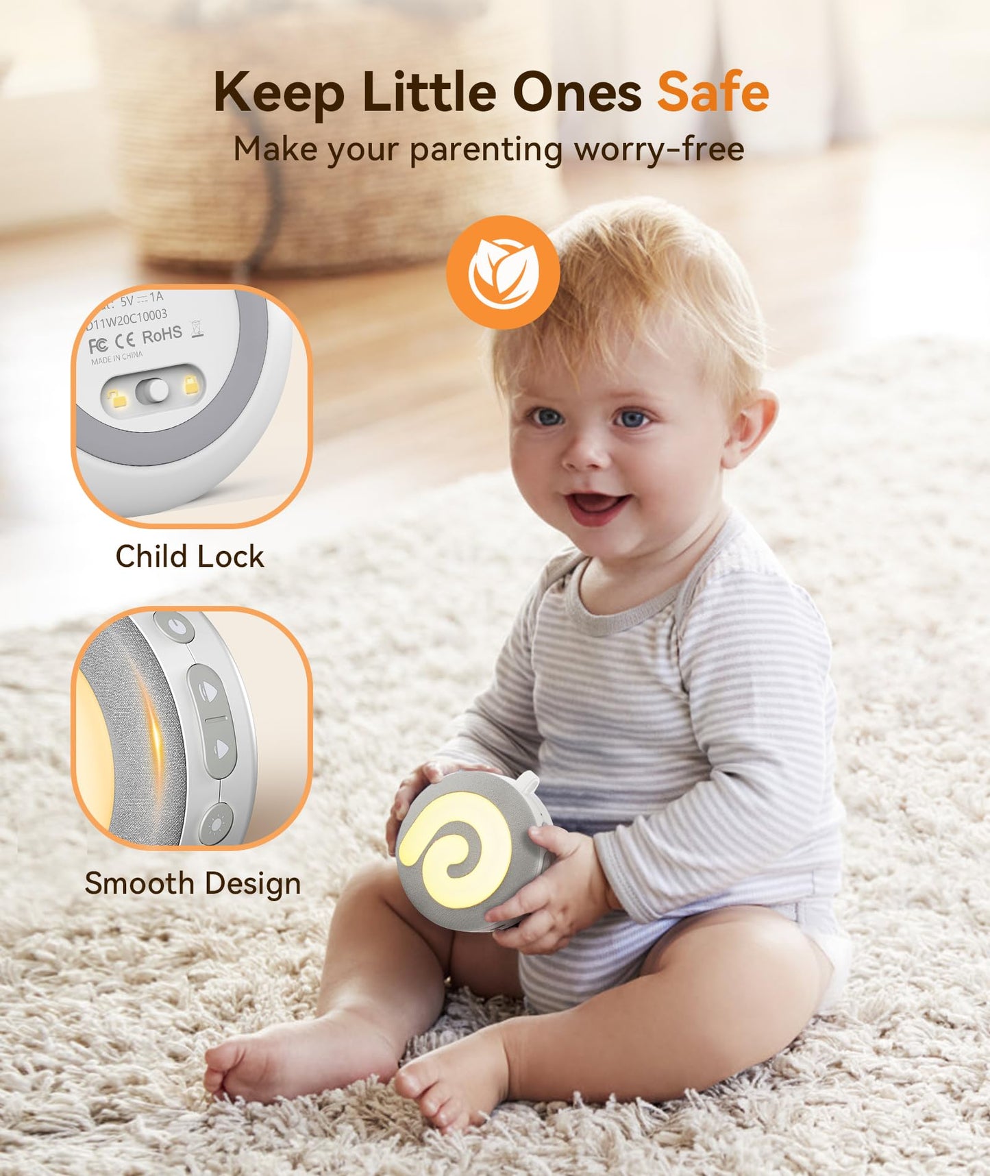 Dreamegg White Noise Machine, D11 Portable Sound Machine with Night Light for Baby Kids Adults, 21 Soothing Sounds Therapy for Sleeping Nursery Travel, USB Rechargeable Continuous or Timer Baby Gift