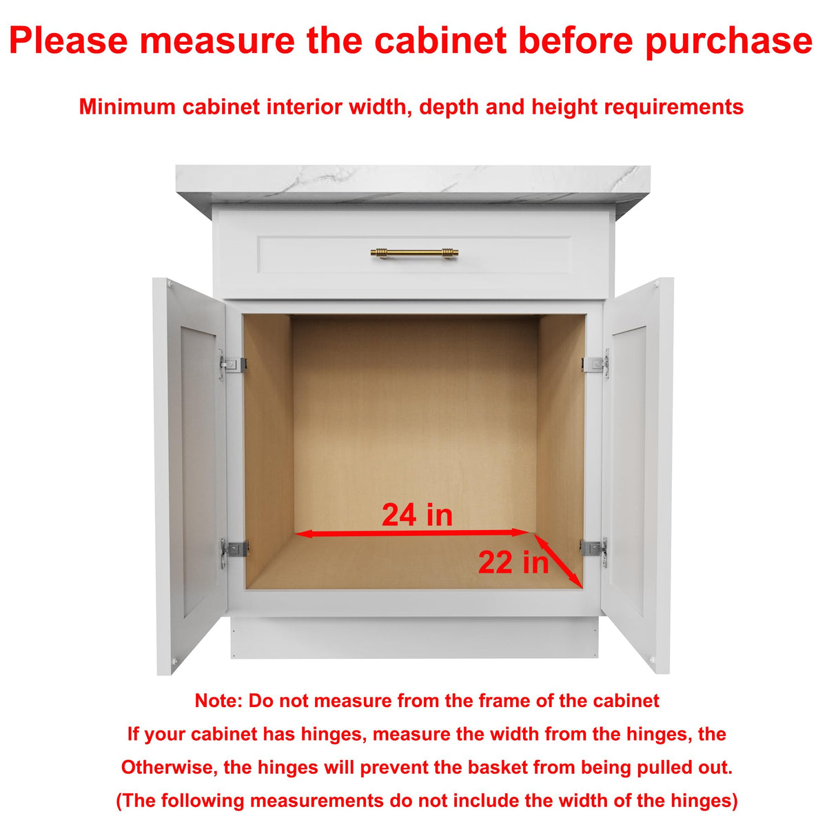 Sikarou Wood Pull Out Cabinet Organizer 2 Tie 23" W x 21" D, Heavy-Duty Sliding Drawers for Inside Cabinets Storage and Organization for Kitchen, Pantry, Bathroom
