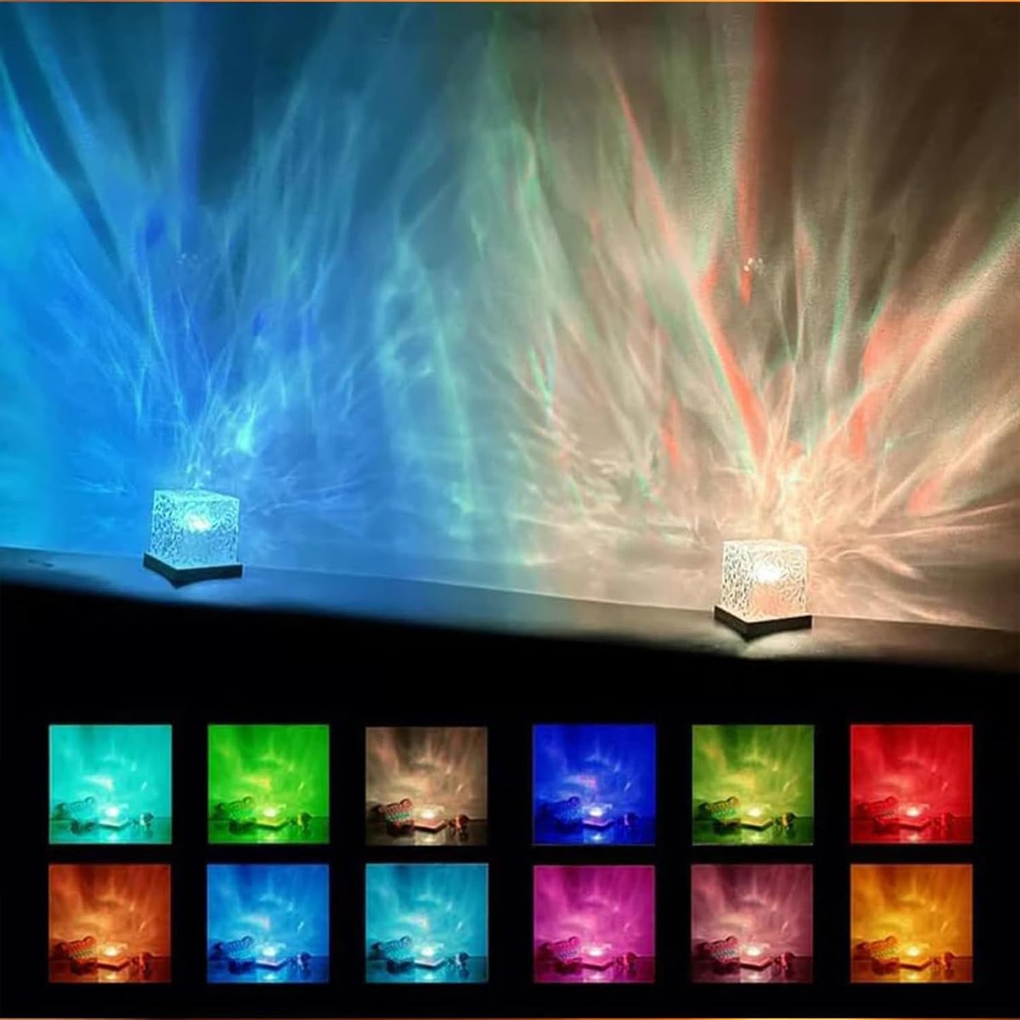 Growalleter Ocean Wave Projector Light, 16-Color LED Shower Lamp with Remote, 3D Water Ripple Projection, Romantic Ambient Lighting for Kids Room, Relaxation, Bedroom, Bathroom & Night Light