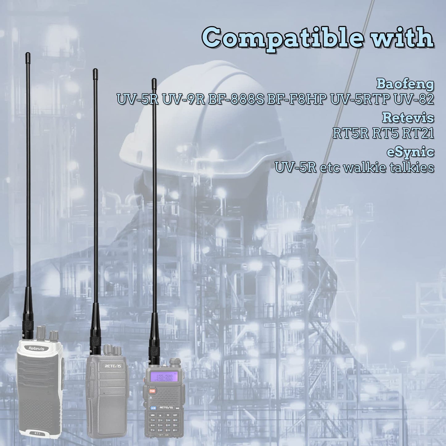 Retevis RHD771 Walkie Talkie Antenna, SMA-F, VHF UHF 144/430, Compatible with Baofeng GT5R UV-5R UV-5RE BF-888S eSynic UV-5R Retevis RT5R RA79 HD1 Quansheng UVK5 Radtel RT-470X (1 Pcs)