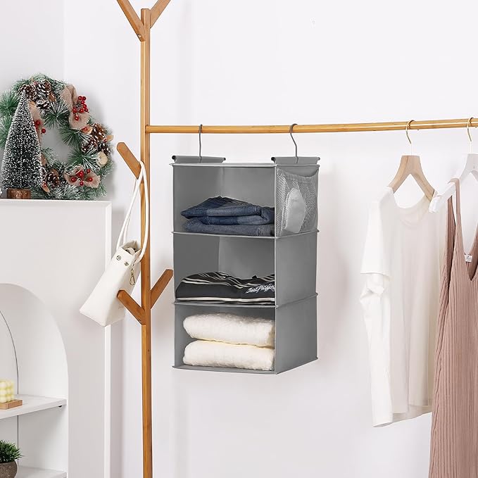 MAX Houser 3 Tier Shelf Hanging Closet Organizer, Space Saver, Closet Hanging