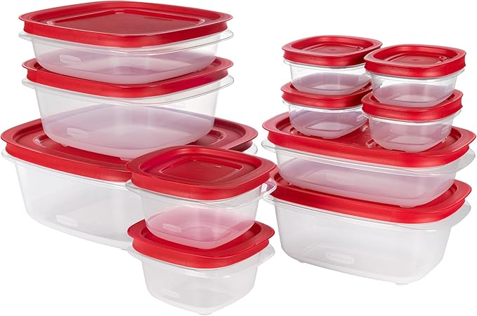 Rubbermaid EasyStore Rectangle and Square Containers, 22-Piece Set, Food
